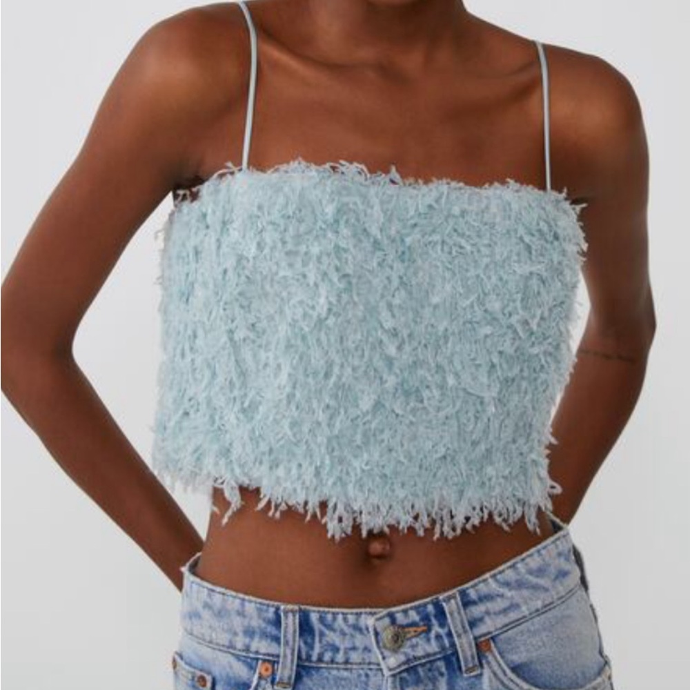 Crop Top Cami shaggy feather - Picture 3 of 3